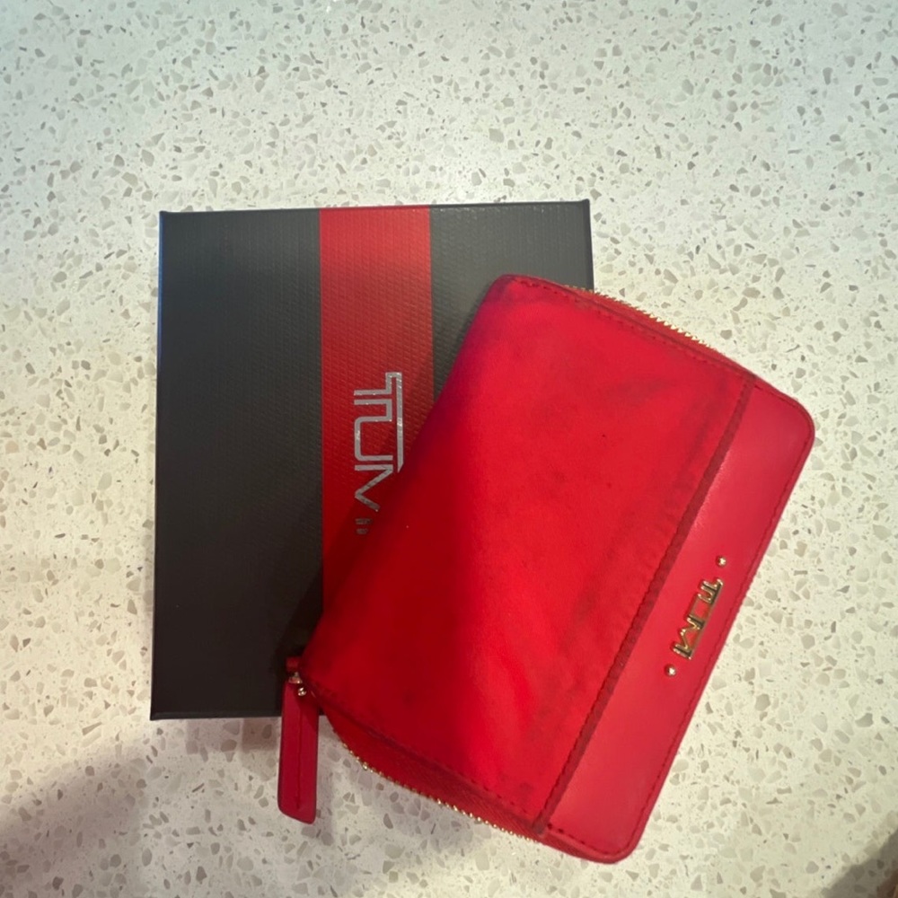 Red Orange Tumi wallet